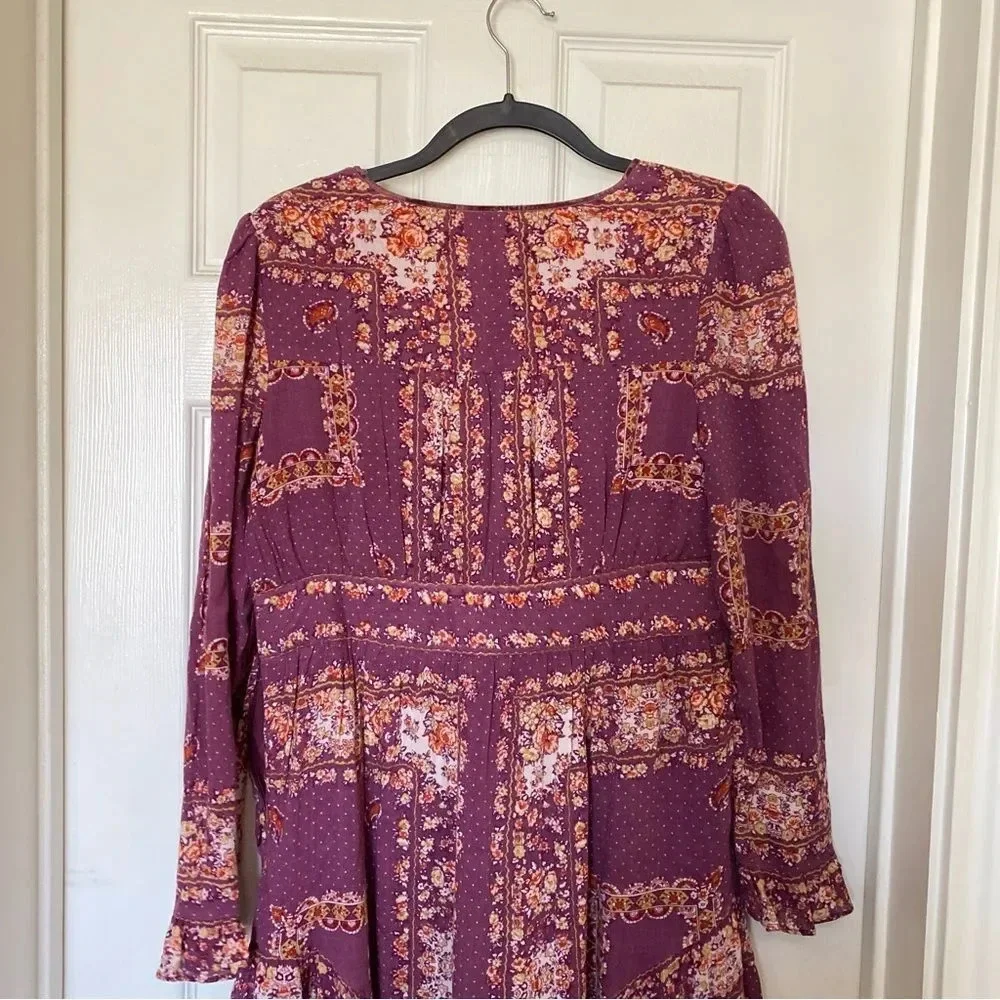 FREE PEOPLE Bridget Dress Size Small Floral Boho Berry